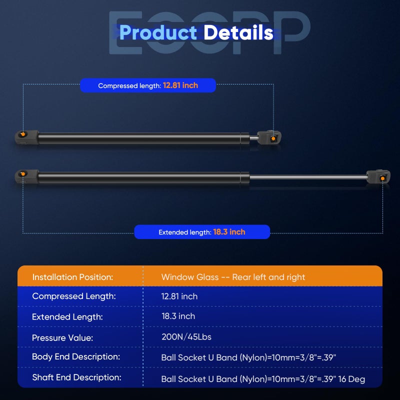 ECCPP 2pcs Rear Window Glass Lift Supports Struts Shocks for 2007-2013 Ford Expedition,for Lincoln Navigator - Image 3