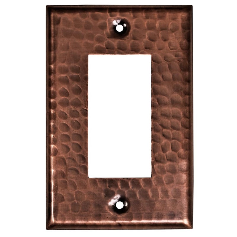Monarch Abode Rocker Light Switch Cover Plate 1Gang Pure Copper Decorator Wall Plates Hand Hammered Decorative Outlet Covers Wall Plates for Receptacle GFCI Electric Outlet Cover Pack of 1