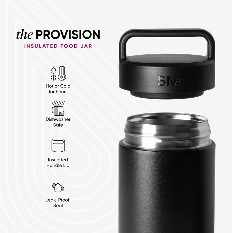 Simple Modern Kids Provision Insulated Food Jar with Handle Lid - 16oz Vacuum Insulated Stainless Steel Thermos Leak Proof Storage Container Flask for Adults, Men and Women -Midnight Black - Image 1