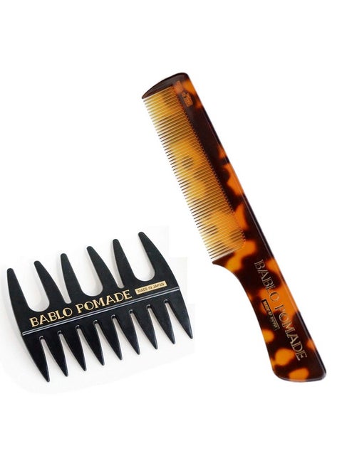 Comb Men'S Hair Styling Cutting Comb Tortoiseshell Made In Japan Barber (Set Of 2)