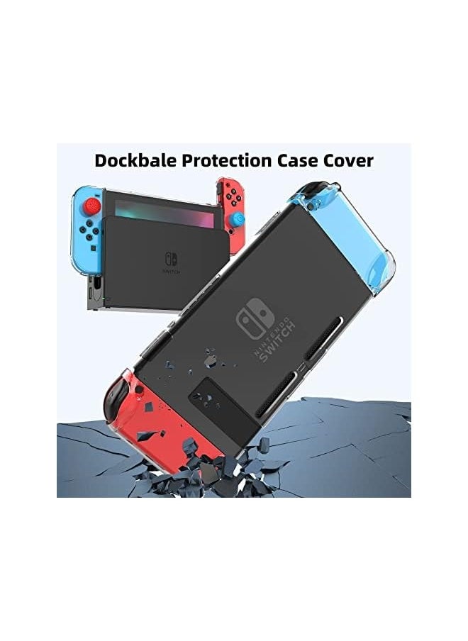 PROMASS - Switch Case Compatible with Nintendo Switch, 9 in 1 Accessories kit with Carrying Case, Dockable Protective Case, HD Screen Protector and 6pcs Thumb Grips Caps - Image 1