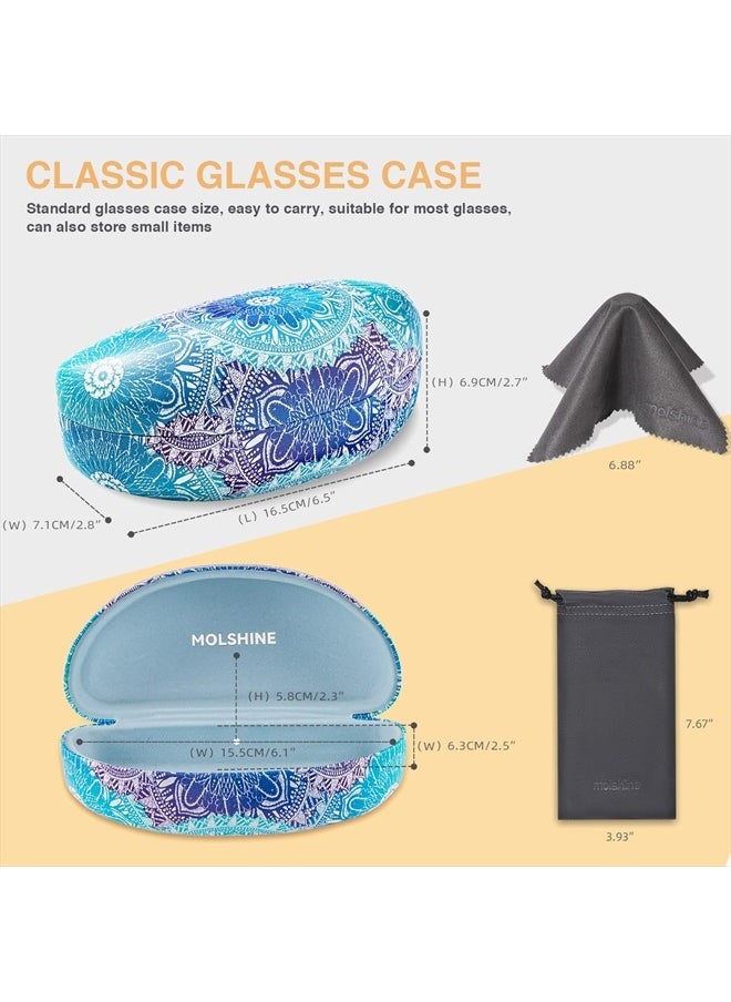 molshine - Hard Shell Sunglasses Case,Large Glasses Case for Women Men Oversized Sunglass Eyeglasses (Mandala) - Image 1