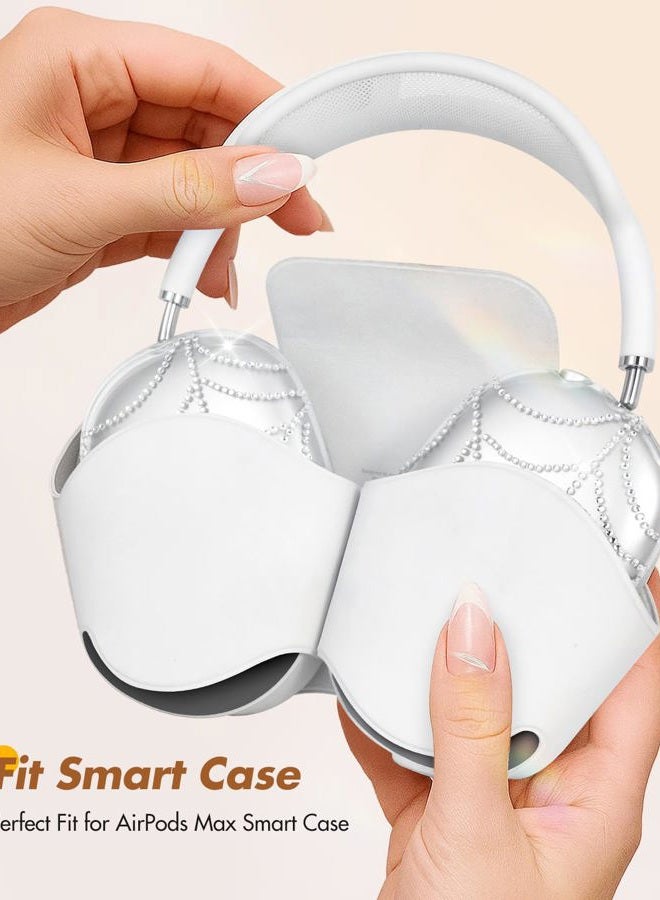 Joyleop for Airpods Max Case Covers - Durable Hard for AirPods Max Ear Covers, Cool Clear Protective Headphones Case with Sticky Rhinestones, Pretty Essential Accessories for Headphones, Spider Web - Image 3