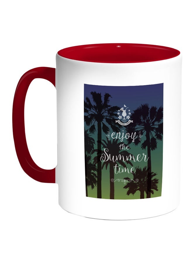 RYN Enjoy The Summer Time Printed Coffee Mug Red/White/Blue 11ounce