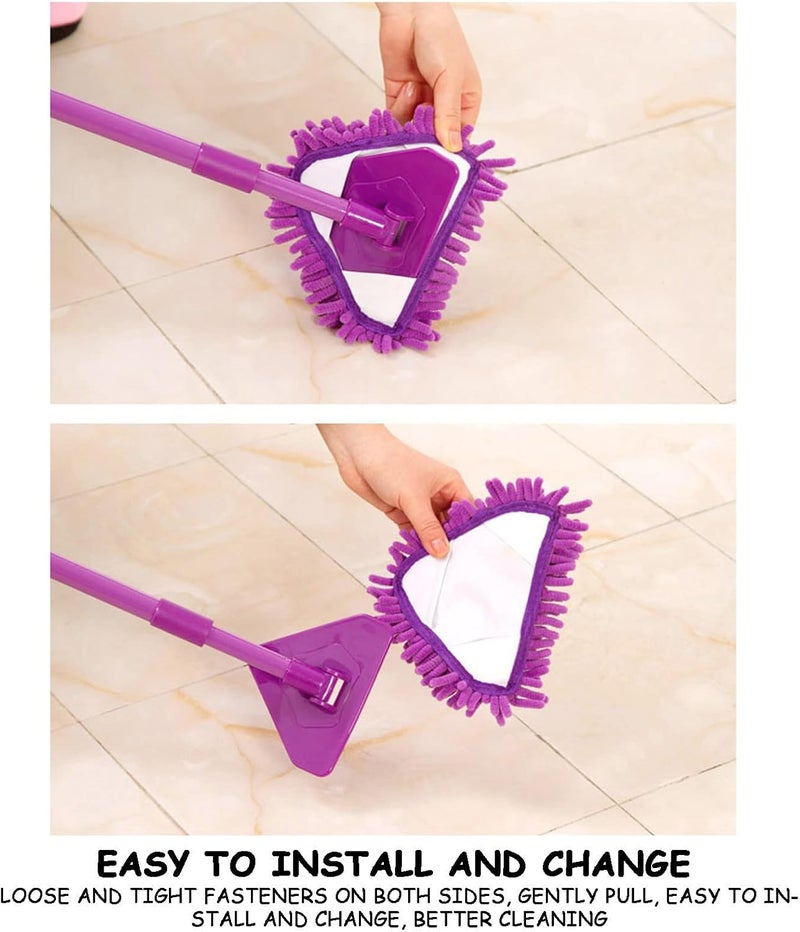 woobles 360° Rotatable Adjustable Cleaning Mop, Extendable Wall Cleaning Mop, Multifunctional Dust & Wet Cleaner Mop Household Telescoping Handle Rotating Mop for Floor Window Wall (1 Set) 1 Set - Image 3