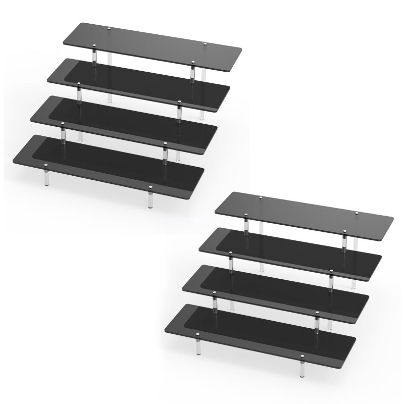 CHONOVO Acrylic Display Stands Risers, Perfume Cologne Organizer, Black 4 Tier Cupcake Stand Riser Shelf Compatible with Funko Pop Figures Food Dessert Makeup Skincare Cosmetics Lotion Organizer (2 PACKS) - Image 1