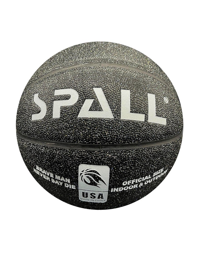 Spall Basketball Size 7 Indoor/Outdoor Official Regulation Size Streetball Rubber Basketball Deep Channel Construction Made For Unisex Men And Women Youth And Adult For Professional Training And Games - Image 1