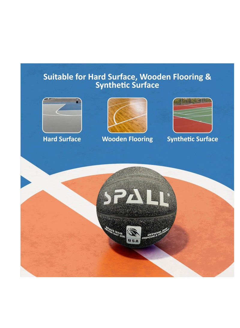 Spall Basketball Size 7 Indoor/Outdoor Official Regulation Size Streetball Rubber Basketball Deep Channel Construction Made For Unisex Men And Women Youth And Adult For Professional Training And Games - Image 4