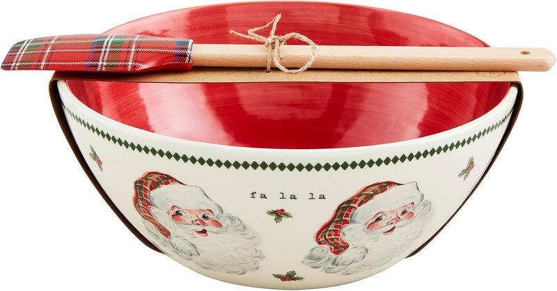 mud pie Mud Pie Vintage Santa Set bowl 4 x 9 12 dia  spatula 12 Red 