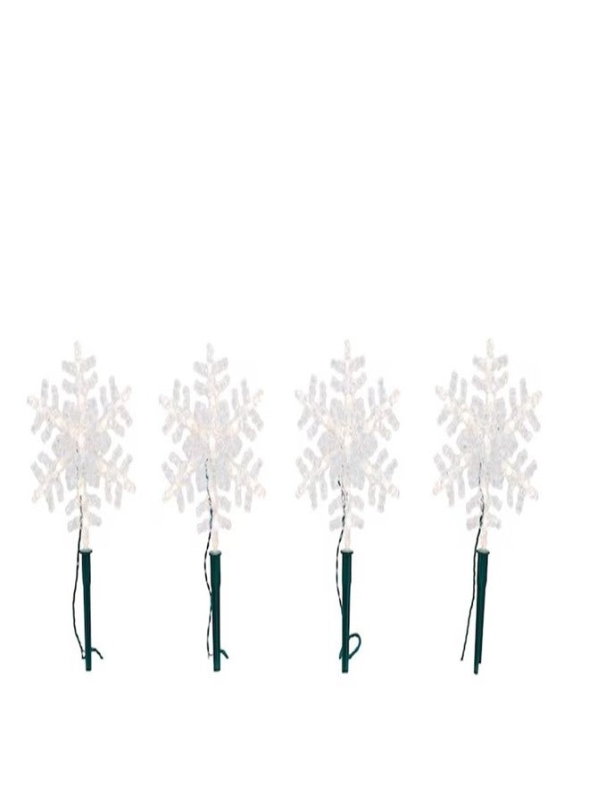 جي إي مجموعة إضاءة GE StayBright 52 LED على شكل ندفة ثلجية مقاس 9 بوصات، 4 قطع، طول 5 أقدام - Image 1