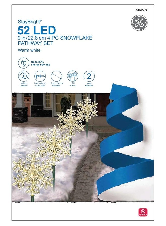 جي إي مجموعة إضاءة GE StayBright 52 LED على شكل ندفة ثلجية مقاس 9 بوصات، 4 قطع، طول 5 أقدام - Image 2