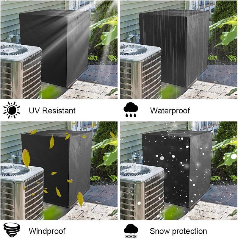 BEWAVE Air Conditioner Cover for Outside Units, Waterproof Durable Duty Outdoor Square Air Condition Covers Fits up to 26x26x32 inches - Image 3