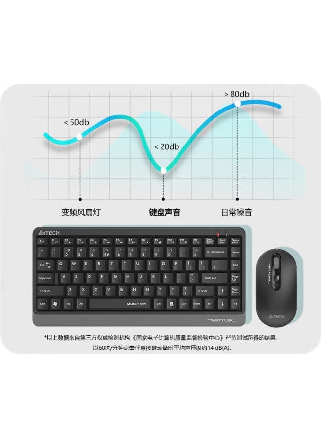 A4TECH A4Tech Fg1120Q 86-Key Wireless Keyboard And Mouse Set Quiet Light Office Typing Notebook Desktop Portable Membrane Keyboard Mouse Set Ash Grey - Image 2