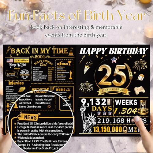 OLOSONG 25th Birthday Cards for Men Women, 3D Pop Up 25th Birthday Gift Ideas for Him Her, Funny 25 Year Old Birthday Decorations for Wife Husband Friends Sister Son Daughter, Jumbo Back In 2001 - Image 2