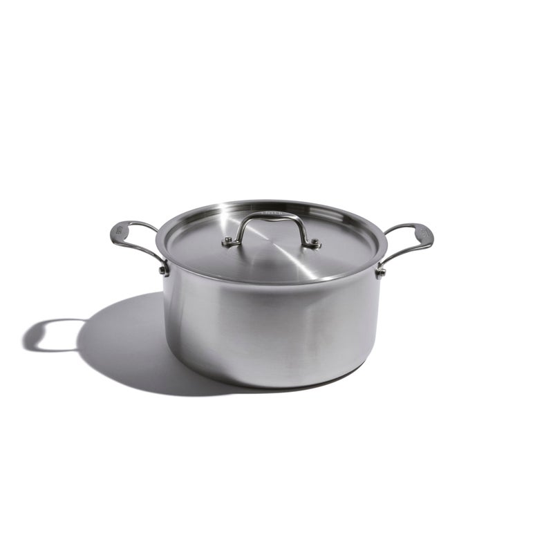 Heritage Steel x Eater 8 Quart Stock Pot  Made in USA  5Ply Fully Clad Stainless Steel  Stay Cool Handle Design  InductionCompatible  NonToxic With Lid  Cook Like an Eater