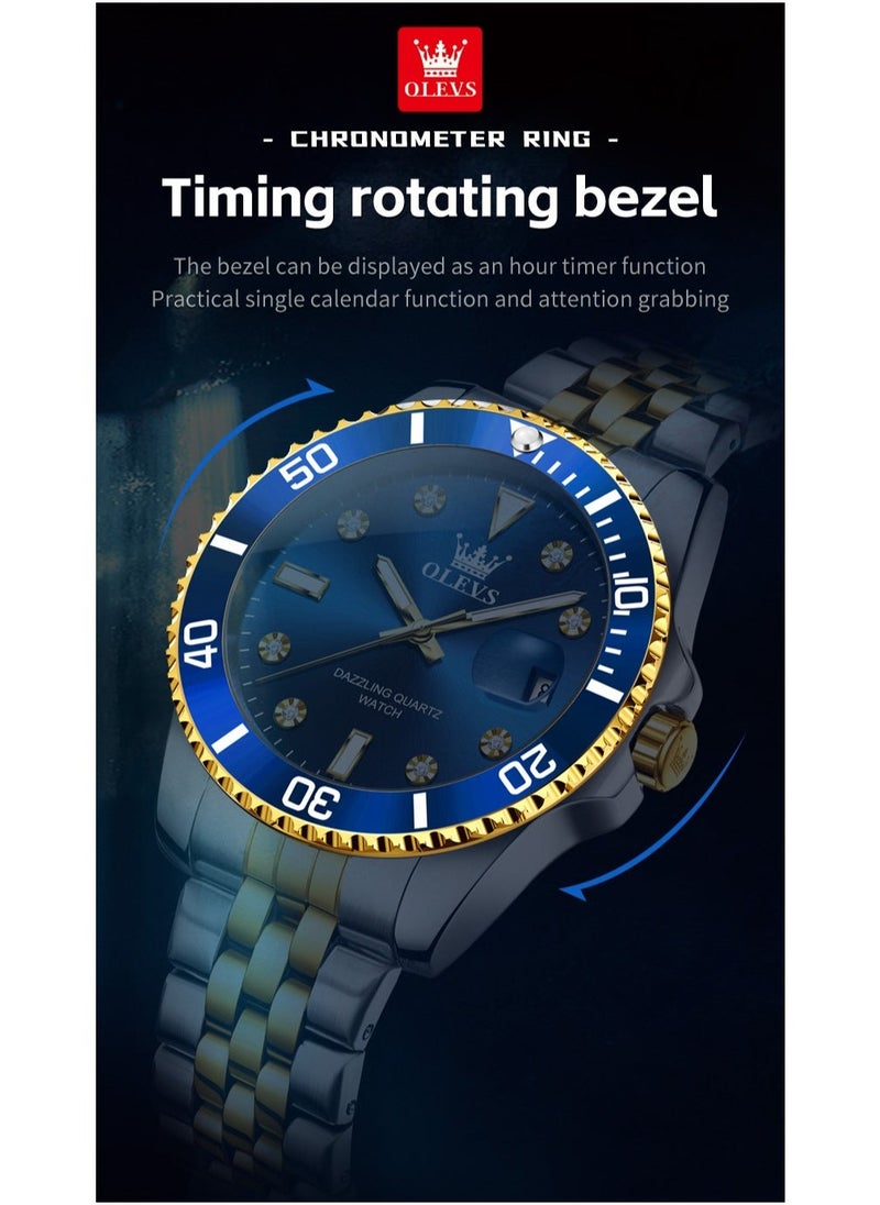 OLEVS Watches For Men Fashion Stainless Steel Quartz Analog Water Resistant Watch With Gift Box 9809 - Image 5