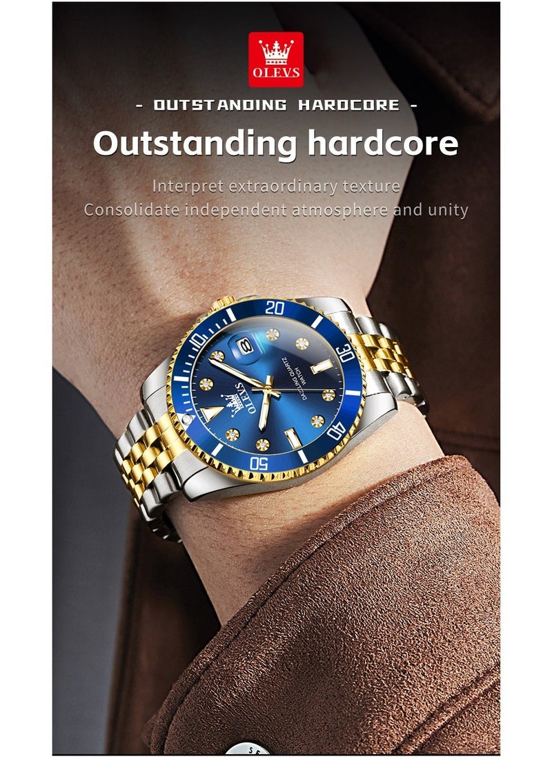 OLEVS Watches For Men Fashion Stainless Steel Quartz Analog Water Resistant Watch With Gift Box 9809 - Image 2