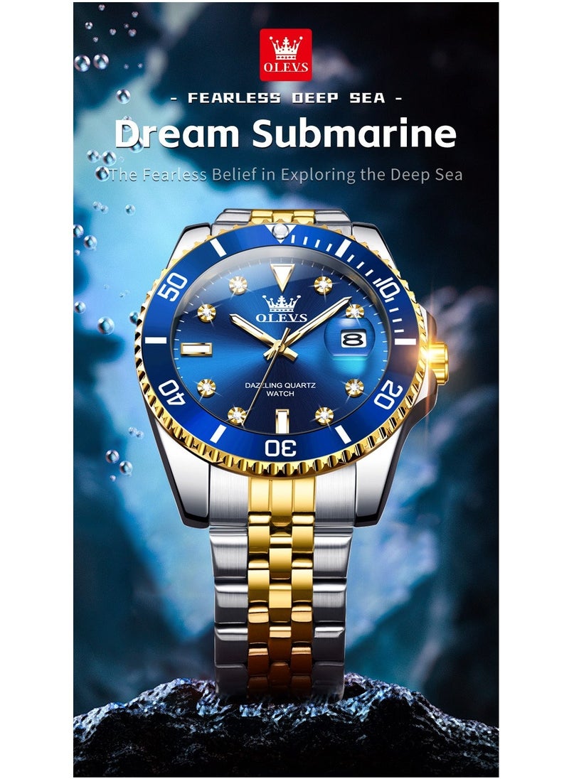 OLEVS Watches For Men Fashion Stainless Steel Quartz Analog Water Resistant Watch With Gift Box 9809 - Image 4