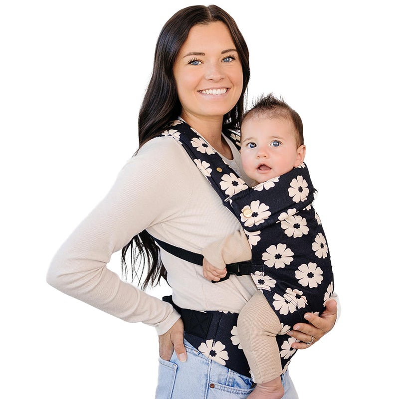 AVA + OLIVER Ava Oliver Essential Baby Carrier Ergonomic HipHealthy Soft Structured Carrier for Infants Toddlers 735lbs Front and Back Carry Breathable Fabric Stylish Lightweight Black Floral - Image 2