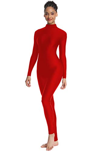 OVIGILY Adult High Neck Long Sleeve Dance Unitard for Women Bodysuits Full Body Leotard Spandex Catsuit - Image 1