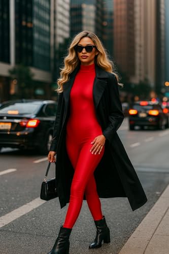 OVIGILY Adult High Neck Long Sleeve Dance Unitard for Women Bodysuits Full Body Leotard Spandex Catsuit - Image 4