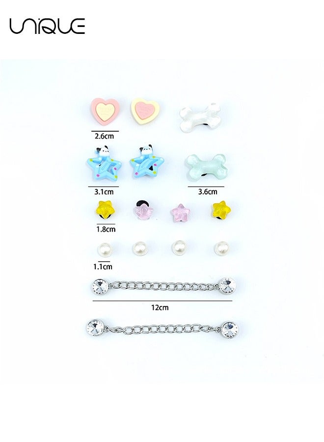 Unique 16Pcs Sparkling Shoe Accessories - Resin Bone Stick Shoe Flower - Star Shoe Flower - Chain Decoration - Used to Decorate Beach Shoes, Cave Shoes - Gifts - Image 3
