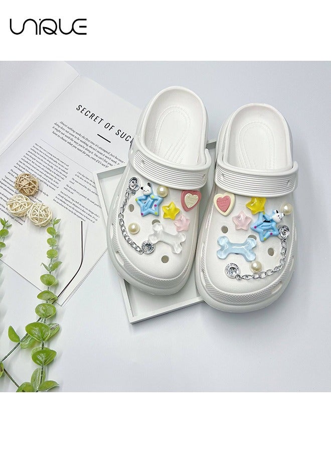 Unique 16Pcs Sparkling Shoe Accessories - Resin Bone Stick Shoe Flower - Star Shoe Flower - Chain Decoration - Used to Decorate Beach Shoes, Cave Shoes - Gifts - Image 5