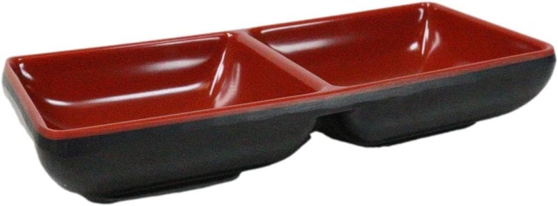 Ebros Gift Contemporary Traditional Red Black Melamine Series Dinnerware Kitchenware Set Asian Japanese Chinese Restaurant Supply Pack Of 10 Sauce Or Condiment Rectangular 2 Partition Dishes 575L - Image 3