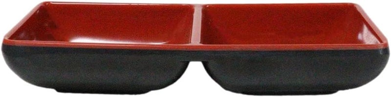 Ebros Gift Contemporary Traditional Red Black Melamine Series Dinnerware Kitchenware Set Asian Japanese Chinese Restaurant Supply Pack Of 10 Sauce Or Condiment Rectangular 2 Partition Dishes 575L - Image 5