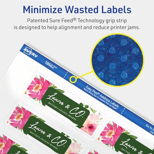 Avery Printable Address Labels, Sure Feed Technology, 1-1/3" x 4", Matte Clear, Permanent Adhesive, Inkjet Printable, 140 Blank Mailing Labels, Great Product Merchandising, Jars, and More (18662) - Image 5