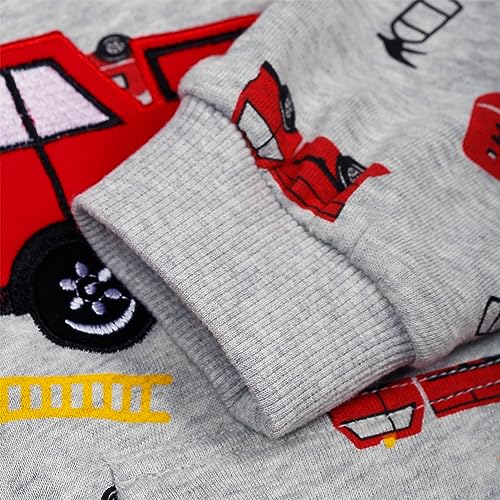 NUBEEHOHO Toddler Boy Sweatshirt Kid Fire Truck Gray Hoodie Long Sleeve Shirt Winter Clothes Cotton Outerwear 5T/8223 - Image 4