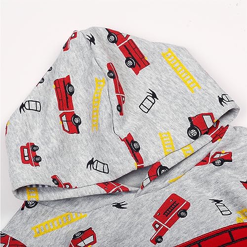 NUBEEHOHO Toddler Boy Sweatshirt Kid Fire Truck Gray Hoodie Long Sleeve Shirt Winter Clothes Cotton Outerwear 5T/8223 - Image 3