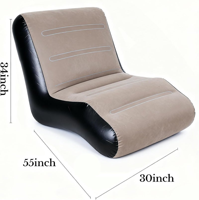 Inflatable Sofa,Portable Inflatable Lazy Sofa,Inflatable Deck Chair,Flocking Backrest Inflatable Couch,Foldable Lounge Chair with Armrests for Living Room, Bedroom, Office,Travel, Camping - Image 3