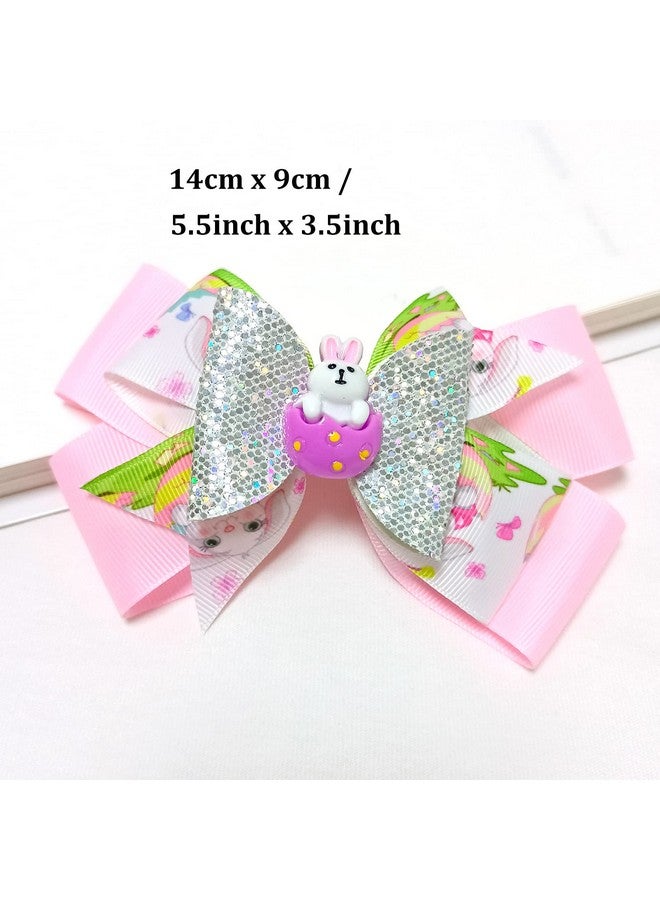 melyde Easter Large Bows Hair Clips Boutique Grosgrain Ribbon Hair Pins Lovely Easter Egg Bunny Pattern Headwear Hair Accessories For Kids Girls - Image 4