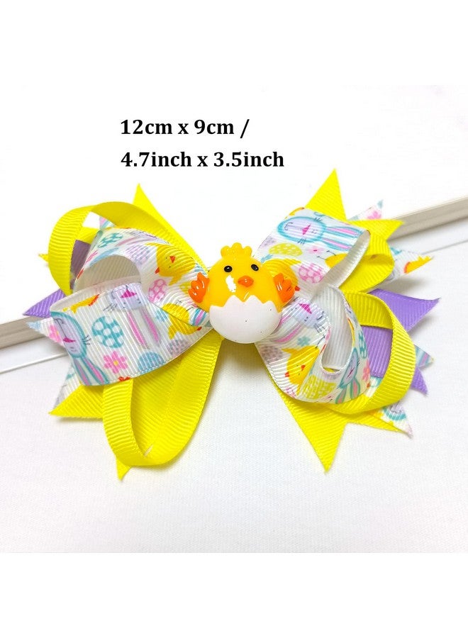 melyde Easter Large Bows Hair Clips Boutique Grosgrain Ribbon Hair Pins Lovely Easter Egg Bunny Pattern Headwear Hair Accessories For Kids Girls - Image 5