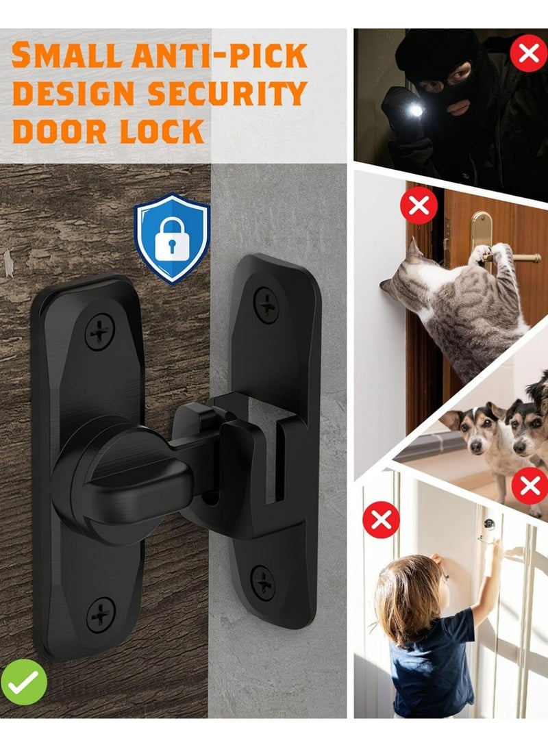 بولوز قفل باب حظيرة 90/180 درجة، مزلاج بوابة صغيرة قابلة للطي، قفل باب منزلق لأمان الأبواب للخزائن وأبواب الحظيرة والحمامات وأبواب الحدائق (أسود - 1 قطعة) - Image 3