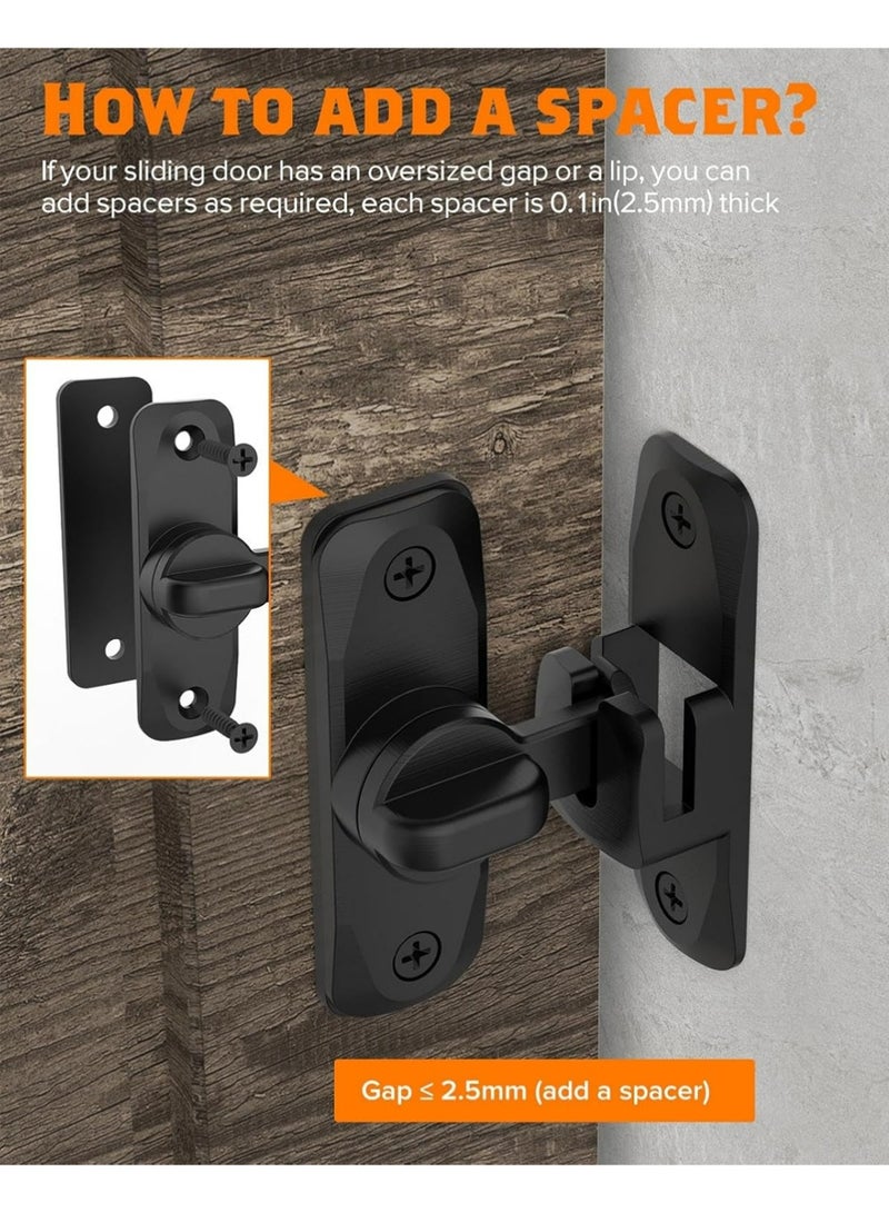 بولوز قفل باب حظيرة 90/180 درجة، مزلاج بوابة صغيرة قابلة للطي، قفل باب منزلق لأمان الأبواب للخزائن وأبواب الحظيرة والحمامات وأبواب الحدائق (أسود - 1 قطعة) - Image 4