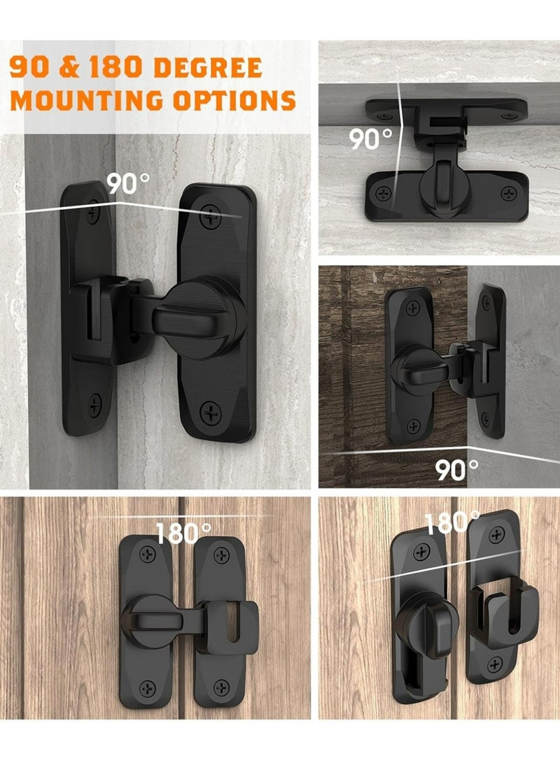 بولوز قفل باب حظيرة 90/180 درجة، مزلاج بوابة صغيرة قابلة للطي، قفل باب منزلق لأمان الأبواب للخزائن وأبواب الحظيرة والحمامات وأبواب الحدائق (أسود - 1 قطعة) - Image 5
