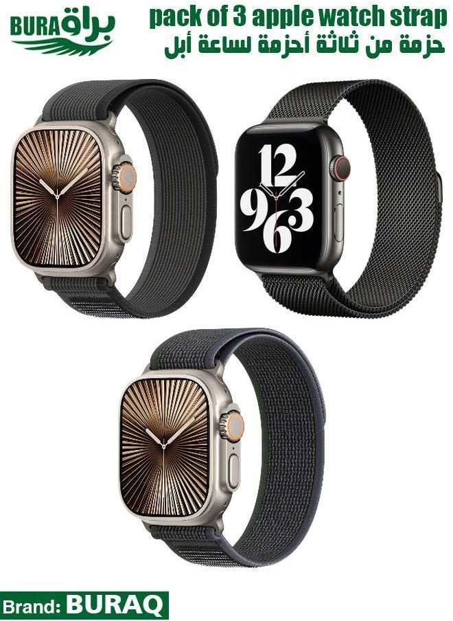 BURAQ - Apple Watch Band Strap For Apple Watch Ultra 2/Ultra 49mm, Series 10 46mm, 9/8/7 45mm, SE2/SE/6/5/4 44mm, 3/2/1 42mm - Image 1