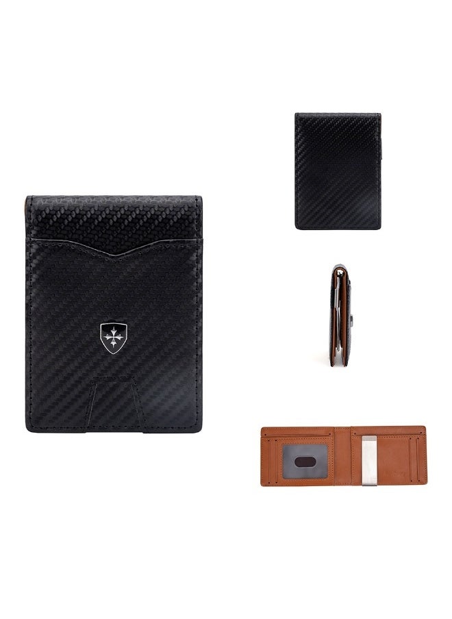 baellerry Men's Card Bag Carbon Fiber RFID Anti-degaussing Dollar Wallet Business Multi-card Purse  - Image 1