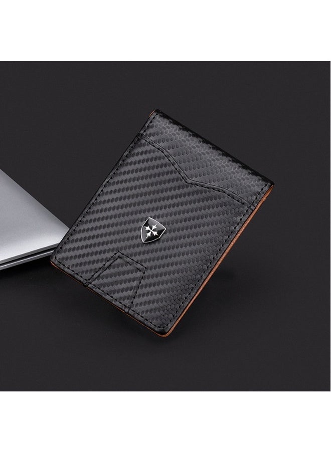 baellerry Men's Card Bag Carbon Fiber RFID Anti-degaussing Dollar Wallet Business Multi-card Purse  - Image 2