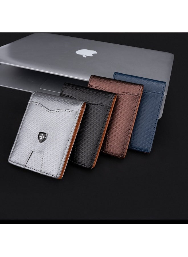 baellerry Men's Card Bag Carbon Fiber RFID Anti-degaussing Dollar Wallet Business Multi-card Purse  - Image 4