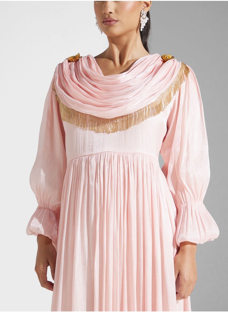 hayas closet - Pleated Fringe Detail Dress - Image 1