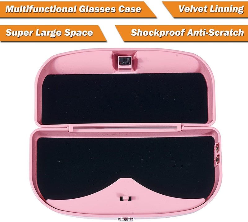 AUGEN Multi-Function Big Face Sunglasses Frame Car Glasses Case Sun Visor Clip Holder Eyeglasses Glasses Case Storage Box Accessories (Pink) - Image 5