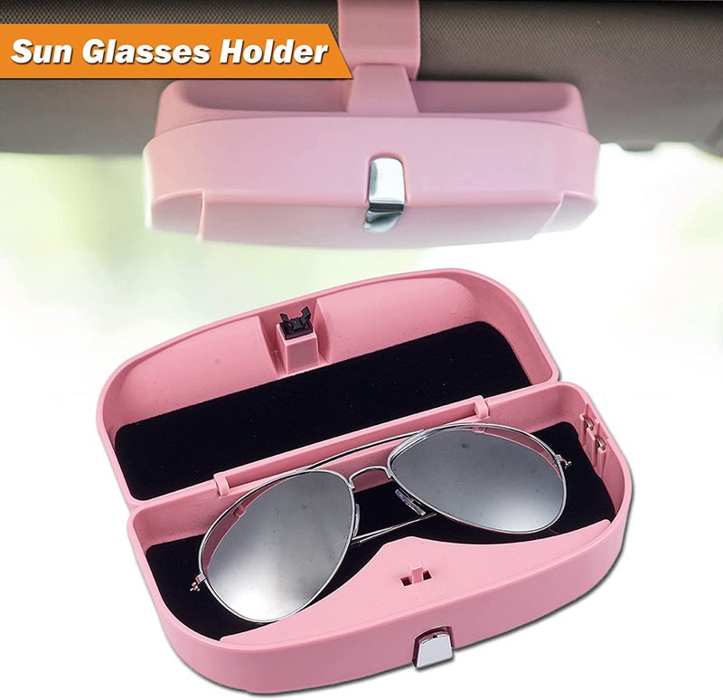 AUGEN Multi-Function Big Face Sunglasses Frame Car Glasses Case Sun Visor Clip Holder Eyeglasses Glasses Case Storage Box Accessories (Pink) - Image 3