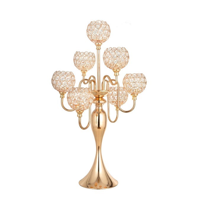 CANDELABRA CENTERPIECES FOR TABLE CANDLE HOLDER FOR TABLE CENTERPIECES 7ARM TALL CRYSTAL CANDELABRA CANDLE HOLDER GOLD CENTERPIECE FOR TABLE WEDDING CHRISTMAS PARTY EVENT