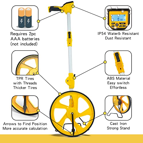 Zozen Measuring Wheel Digital Display, 3-Sections Foldable, Imperial/Metric Measure Wheel with Backlit Display | Up to 99,999Ft/ 99,999M | Kickstand to Keep Stand |Portable, Include Cloth Backpack. - Image 5