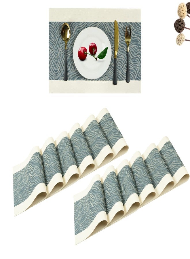 Lellow Woven Vinyl Stylish Washable Dining Table Placemats - (Anchor Grey, Pack of 12) - Image 1