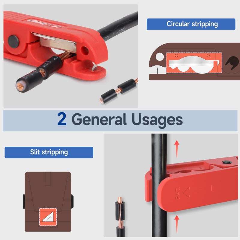 iCrimp Round Cable Stripper for AWG 12 to 4/0, Adjustable Cable Jacket Stripper,Wire Stripping Tool with 2 Spare Blade - Image 5