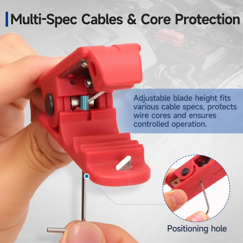 iCrimp Round Cable Stripper for AWG 12 to 4/0, Adjustable Cable Jacket Stripper,Wire Stripping Tool with 2 Spare Blade - Image 3